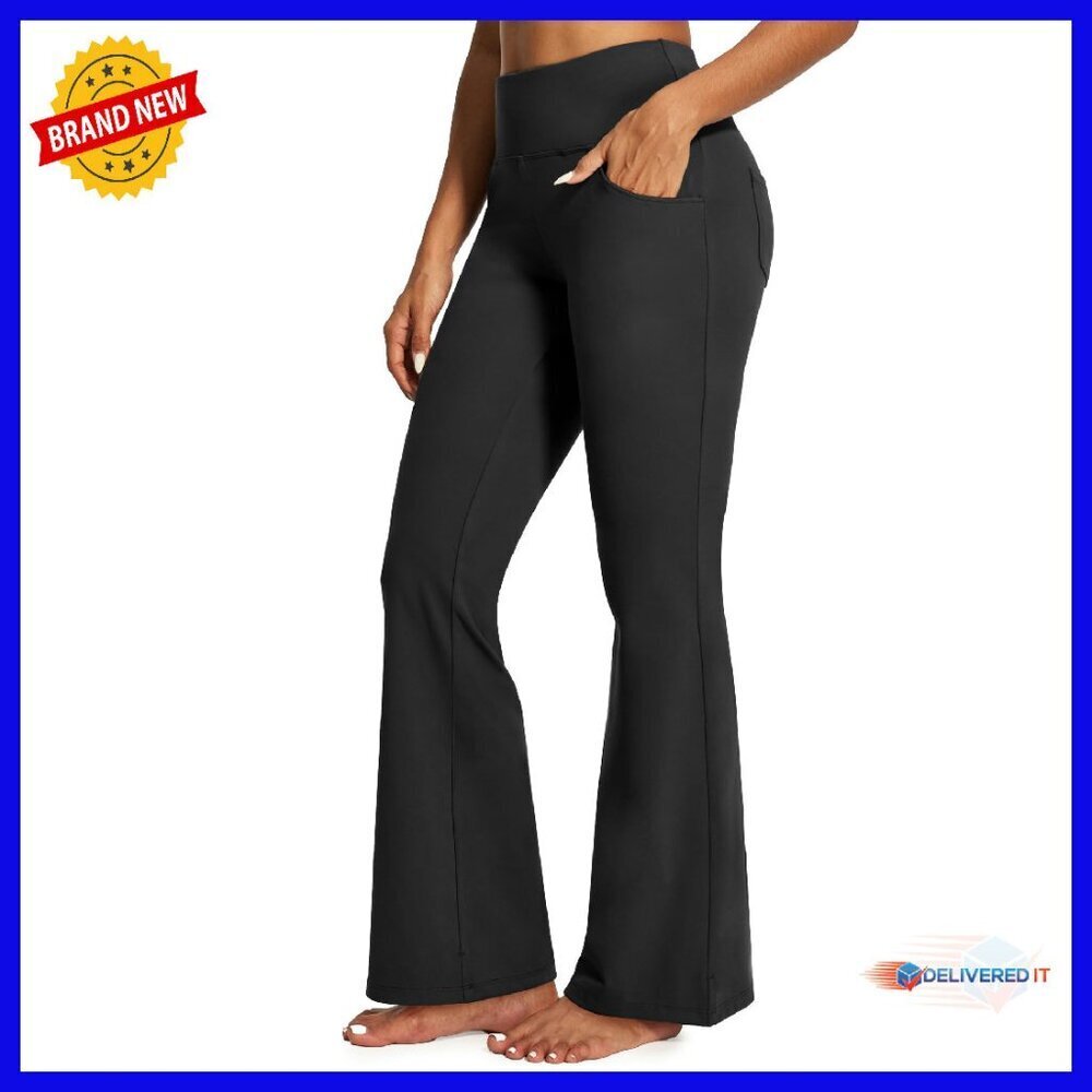 High Waist Bootcut Yoga Pants with Pockets, Tummy Control, 4 Pockets